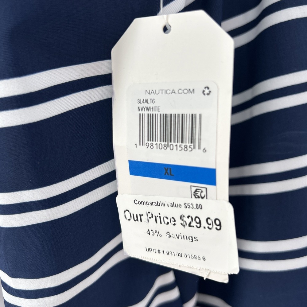 Nautica Navy/white Striped Swimsuit Top Tankini in Women's XL NWT - Picture 3 of 7